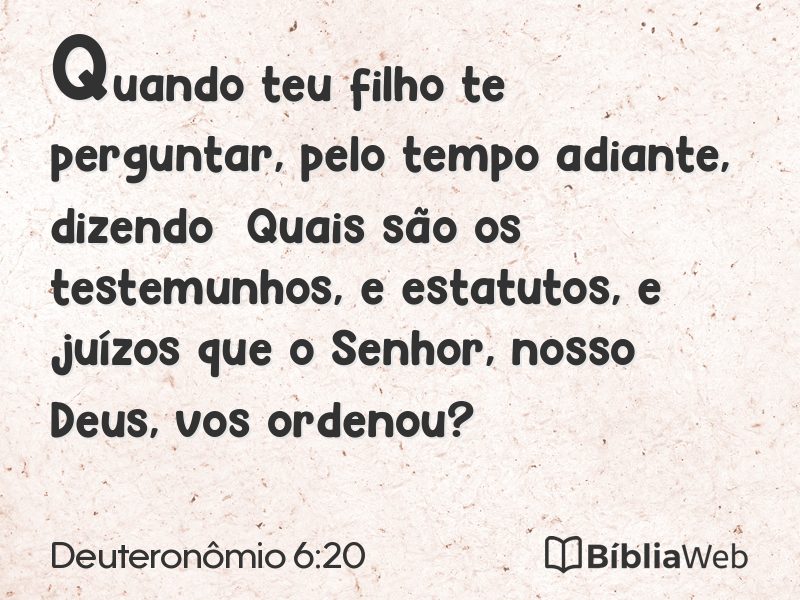 Deuteronômio 6:20 em imagem para compartilhar
