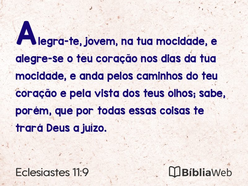 Eclesiastes 11:9 em imagem para compartilhar