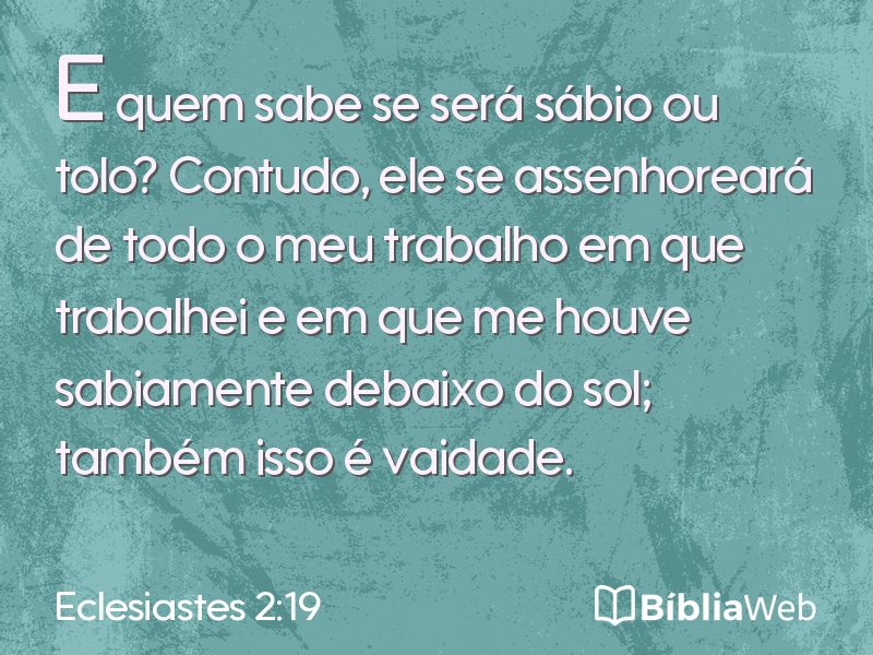 Eclesiastes 2:19 em imagem para compartilhar