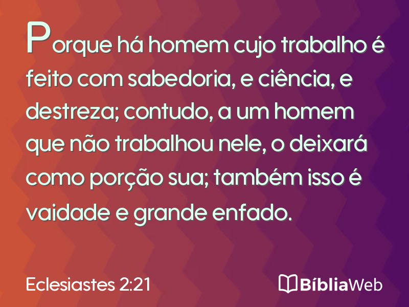 Eclesiastes 2:21 em imagem para compartilhar