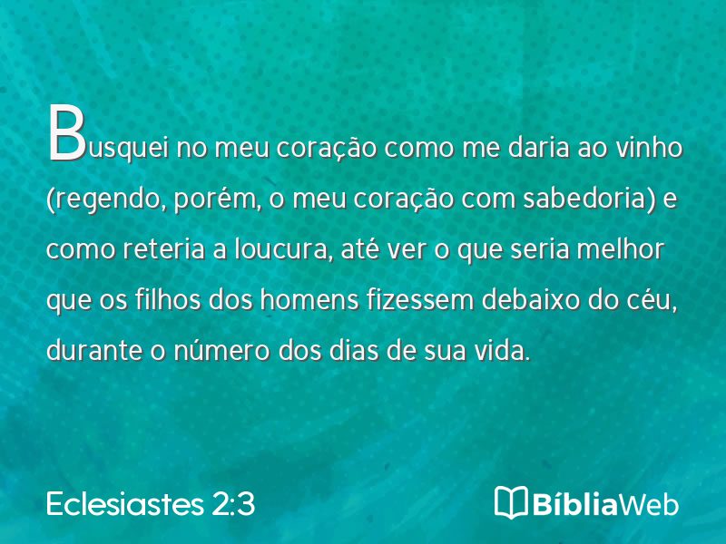 Eclesiastes 2:3 em imagem para compartilhar