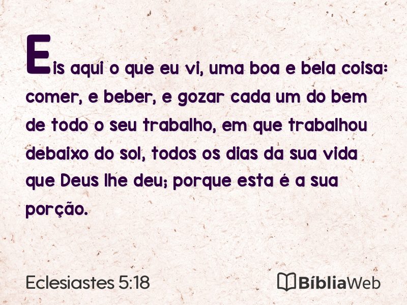 Eclesiastes 5:18 em imagem para compartilhar