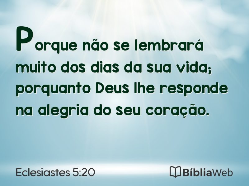 Eclesiastes 5:20 em imagem para compartilhar