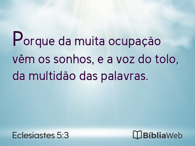 Eclesiastes 5:3 em imagem para compartilhar