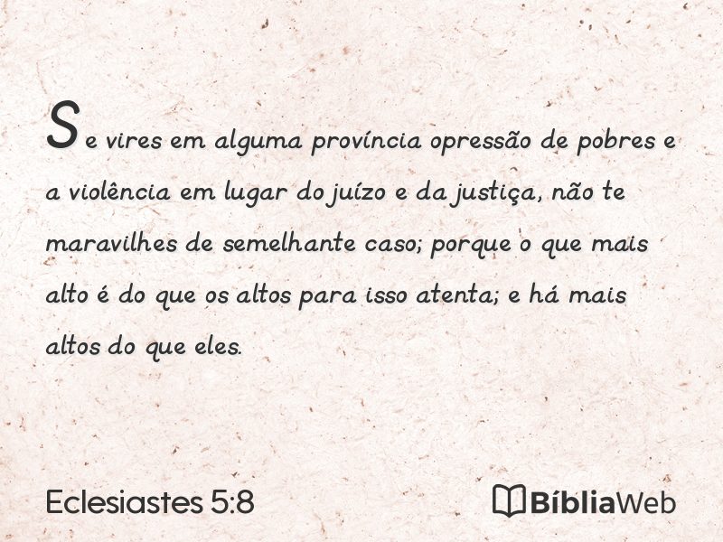 Eclesiastes 5:8 em imagem para compartilhar