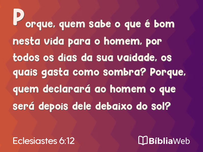 Eclesiastes 6:12 em imagem para compartilhar