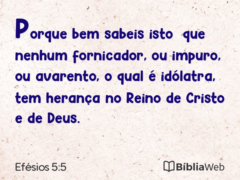 Efésios 5:5 em imagem para compartilhar