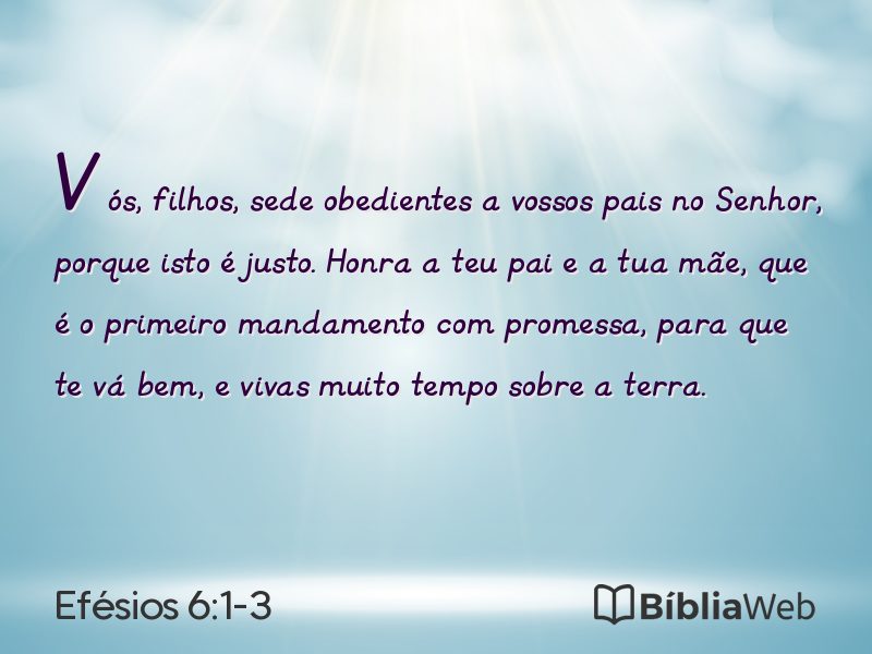 Efésios 6:1-3 em imagem para compartilhar