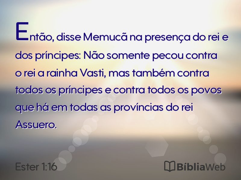 Ester 1:16 em imagem para compartilhar