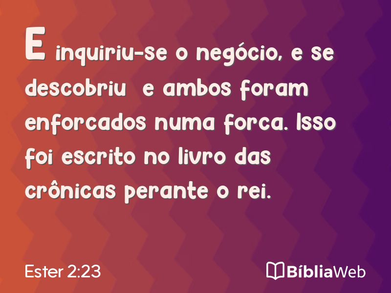 Ester 2:23 em imagem para compartilhar