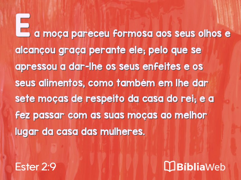 Ester 2:9 em imagem para compartilhar