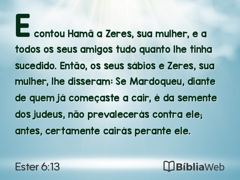Ester 6:13 em imagem para compartilhar