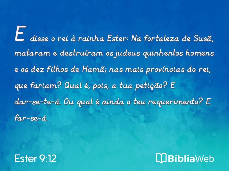 Ester 9:12 em imagem para compartilhar