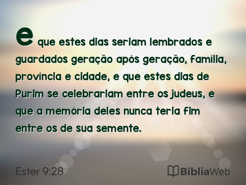 Ester 9:28 em imagem para compartilhar