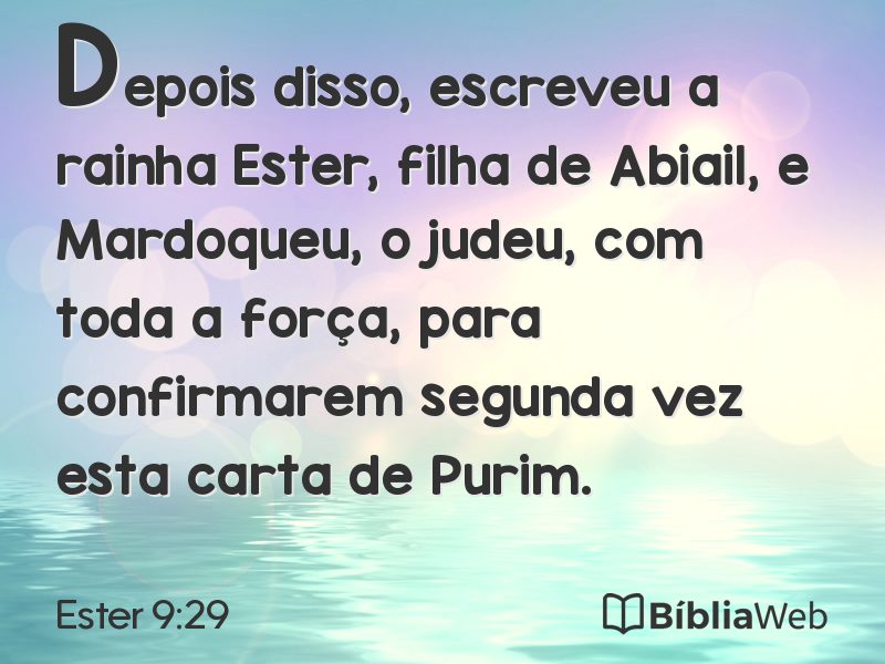 Ester 9:29 em imagem para compartilhar