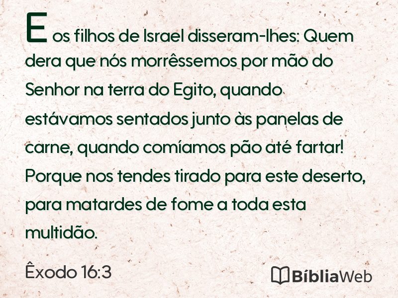Êxodo 16:3 em imagem para compartilhar