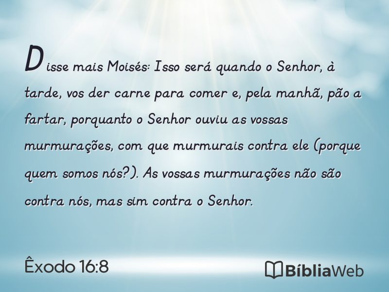 Êxodo 16:8 em imagem para compartilhar