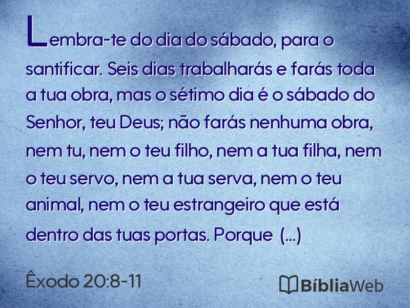 Êxodo 20:8-11 em imagem para compartilhar