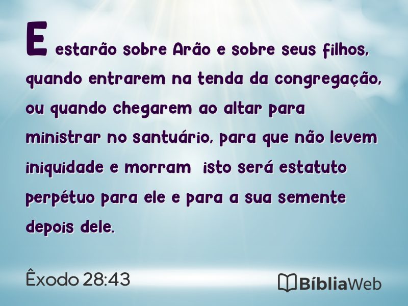 Êxodo 28:43 em imagem para compartilhar