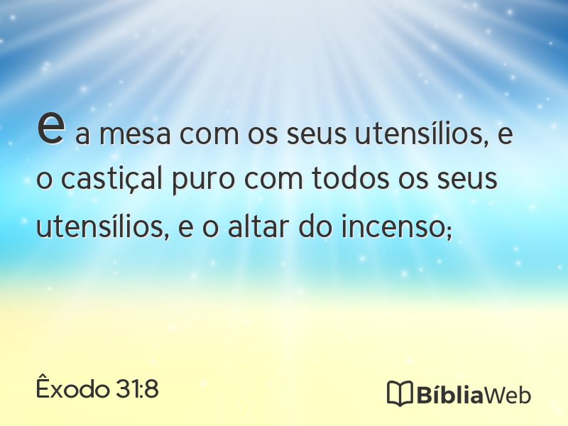 Êxodo 31:8 em imagem para compartilhar