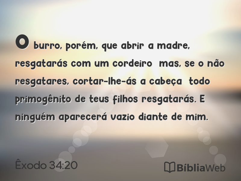 Êxodo 34:20 em imagem para compartilhar