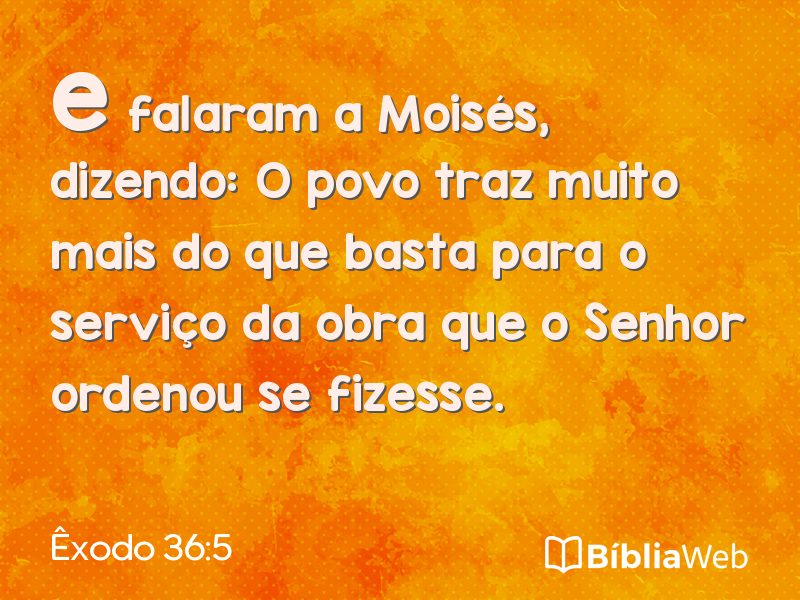 Êxodo 36:5 em imagem para compartilhar