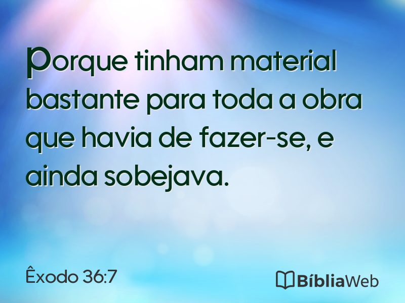 Êxodo 36:7 em imagem para compartilhar