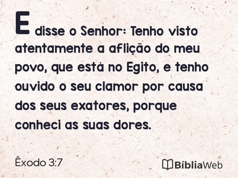 Êxodo 3:7 em imagem para compartilhar