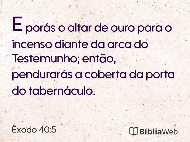 Êxodo 40:5 em imagem para compartilhar