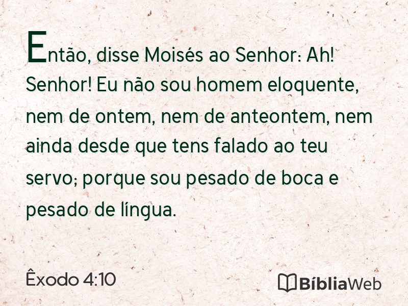 Êxodo 4:10 em imagem para compartilhar