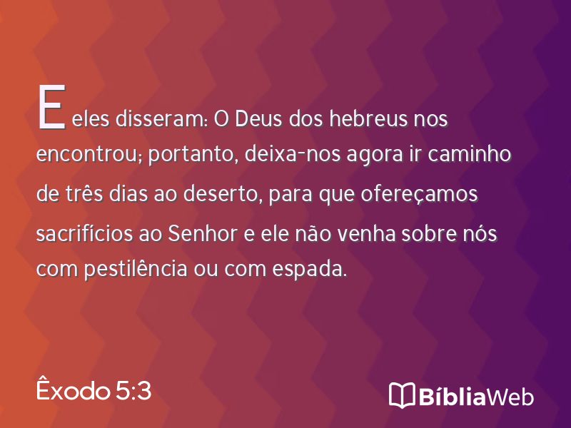 Êxodo 5:3 em imagem para compartilhar