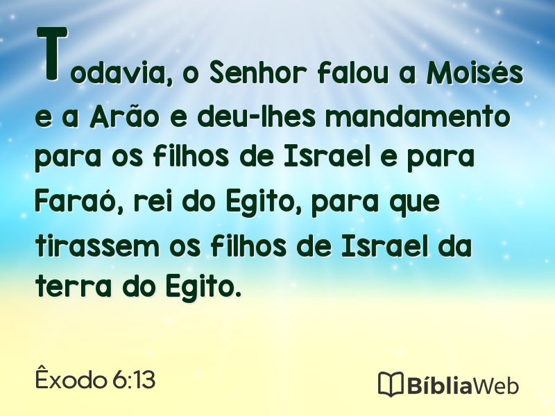 Êxodo 6:13 em imagem para compartilhar