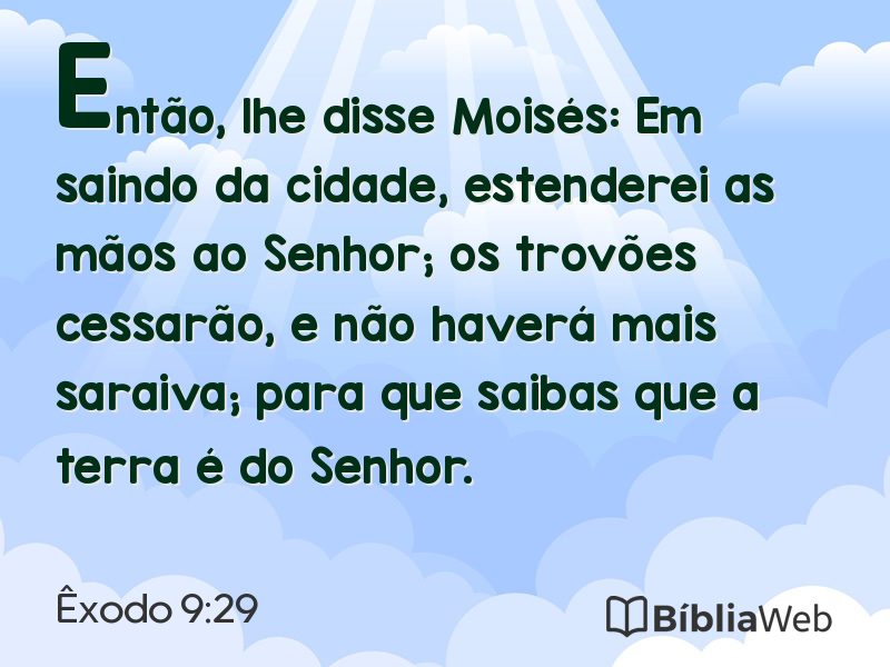 Êxodo 9:29 em imagem para compartilhar