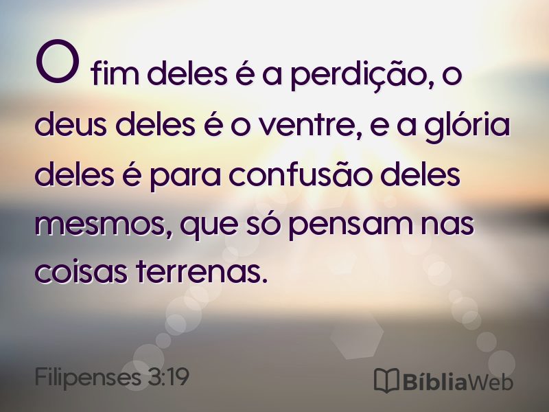 Filipenses 3:19 em imagem para compartilhar