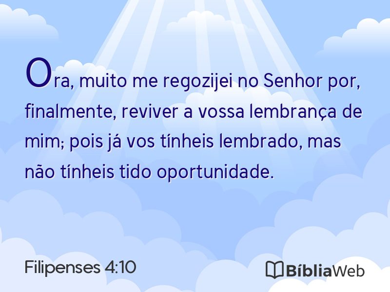 Filipenses 4:10 em imagem para compartilhar