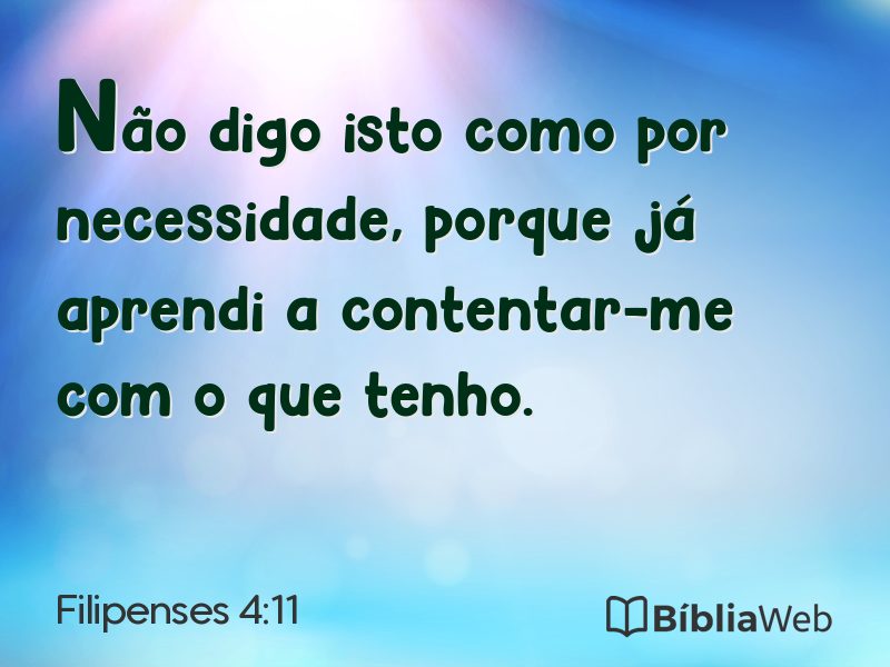 Filipenses 4:11 em imagem para compartilhar