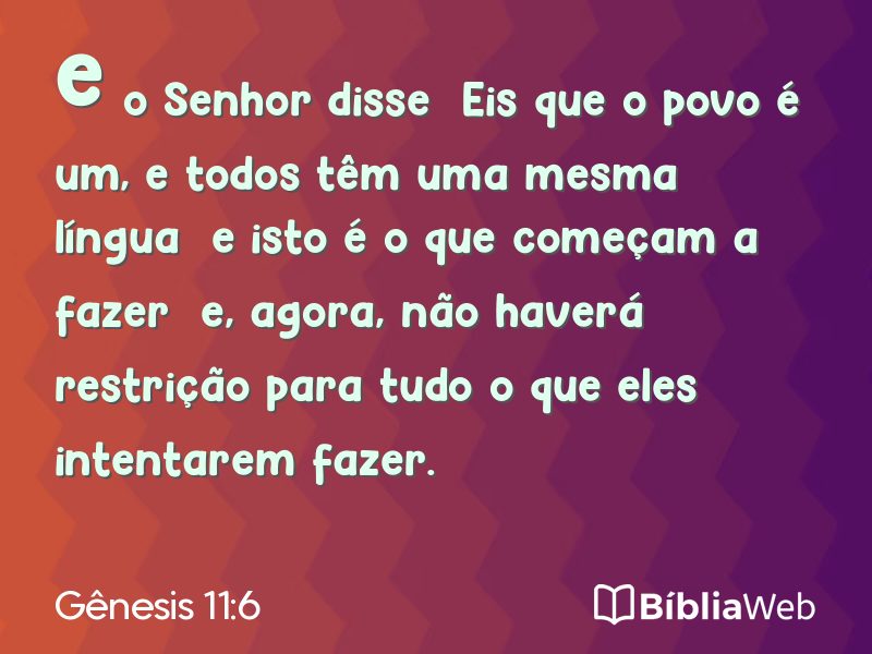 Gênesis 11:6 em imagem para compartilhar