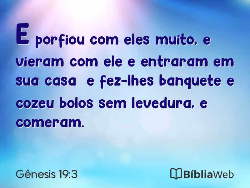 Gênesis 19:3 em imagem para compartilhar