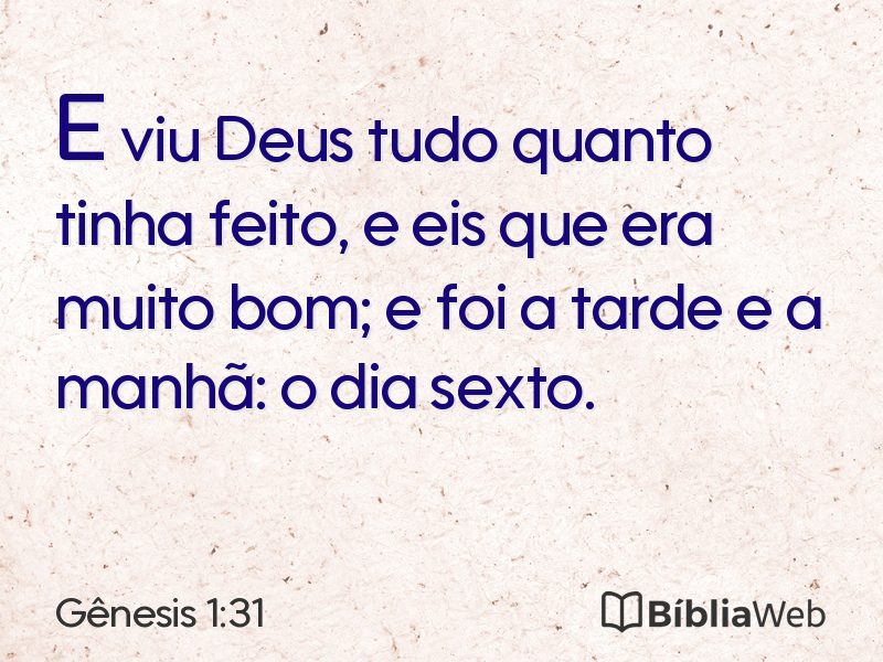 Gênesis 1:31 em imagem para compartilhar
