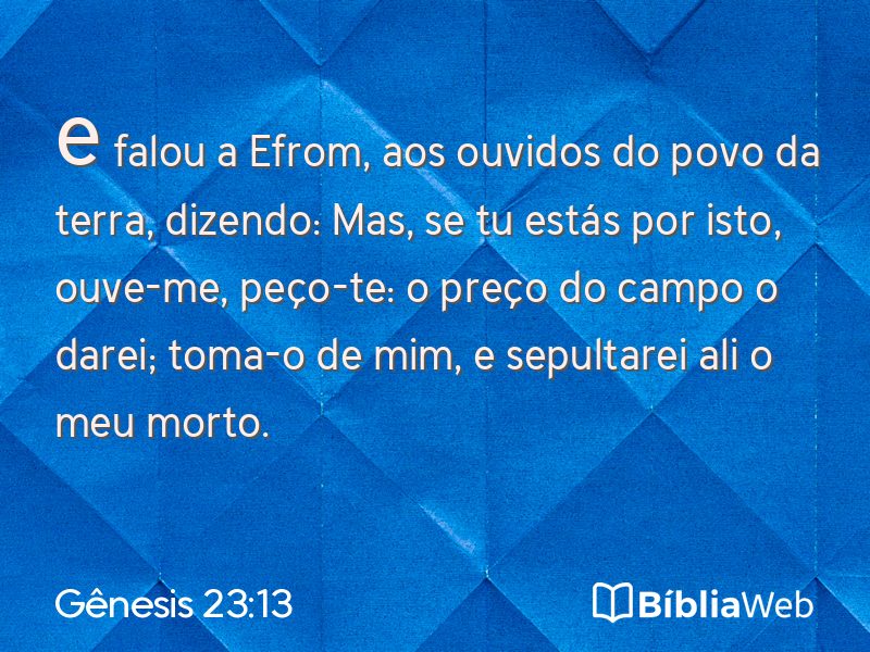 Gênesis 23:13 em imagem para compartilhar