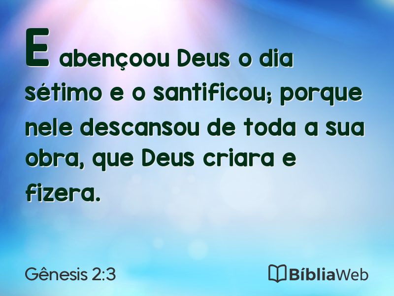 Gênesis 2:3 em imagem para compartilhar