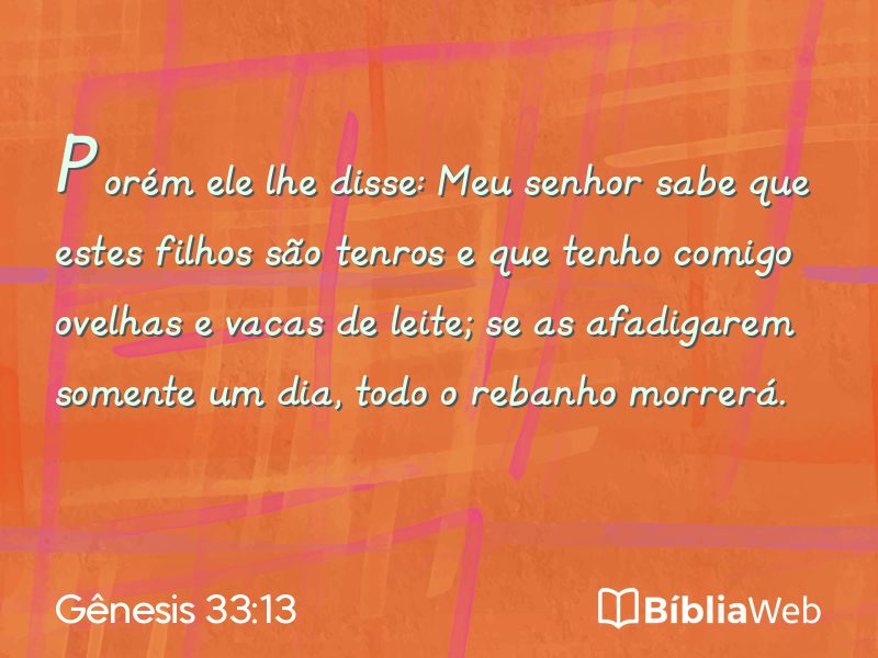 Gênesis 33:13 em imagem para compartilhar
