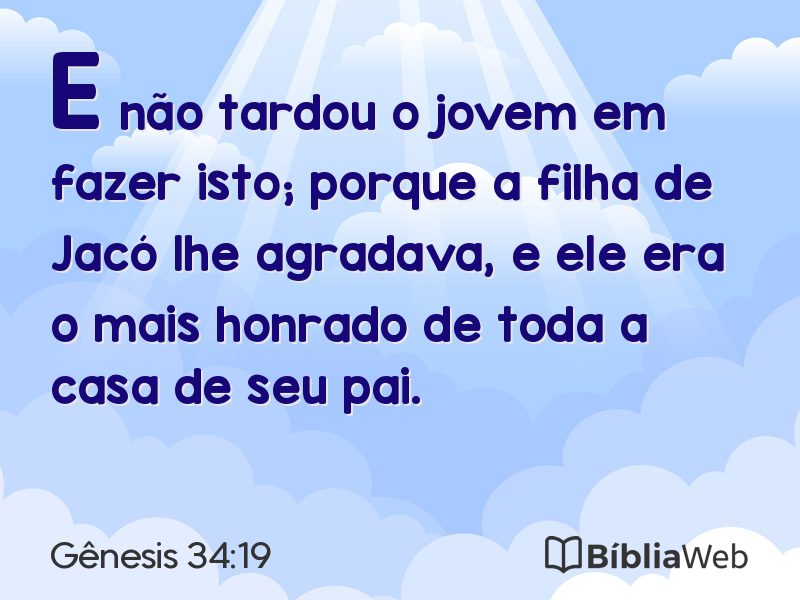 Gênesis 34:19 em imagem para compartilhar
