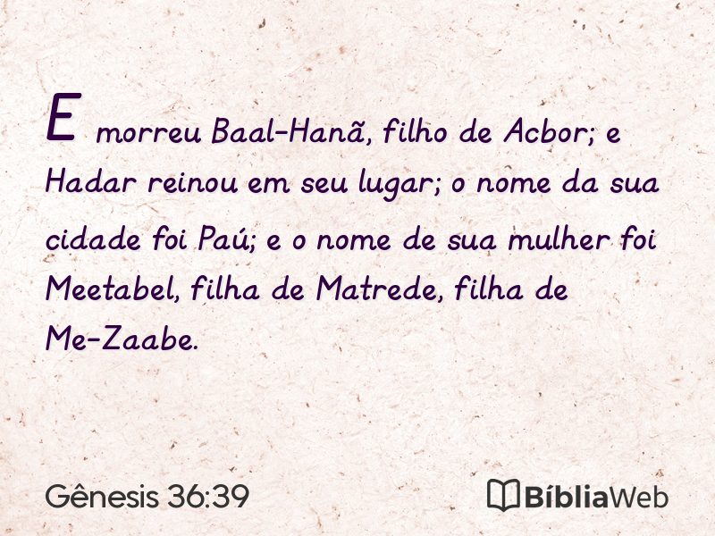 Gênesis 36:39 em imagem para compartilhar