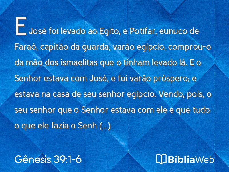 Gênesis 39:1-6 em imagem para compartilhar