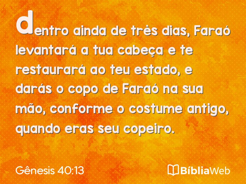 Gênesis 40:13 em imagem para compartilhar