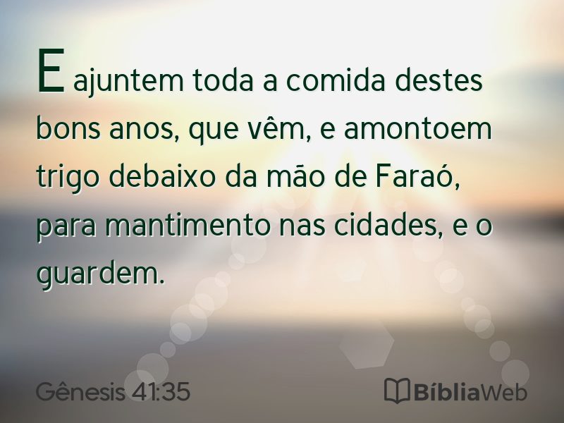 Gênesis 41:35 em imagem para compartilhar