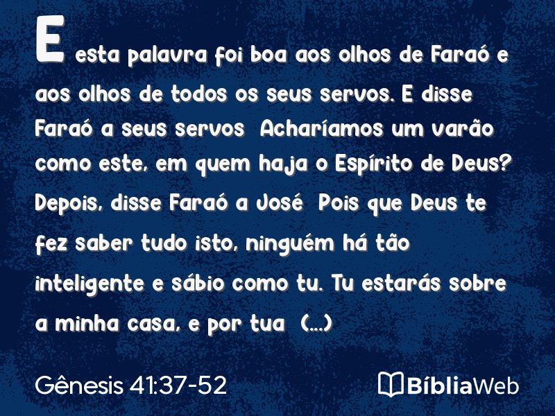 Gênesis 41:37-52 em imagem para compartilhar