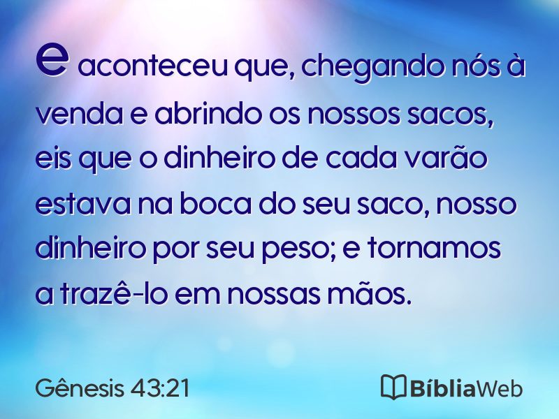 Gênesis 43:21 em imagem para compartilhar