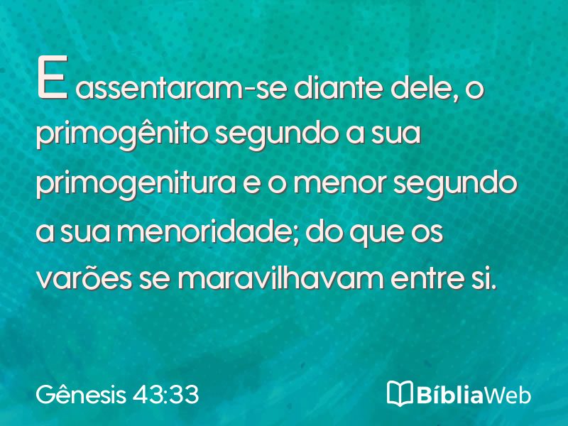 Gênesis 43:33 em imagem para compartilhar